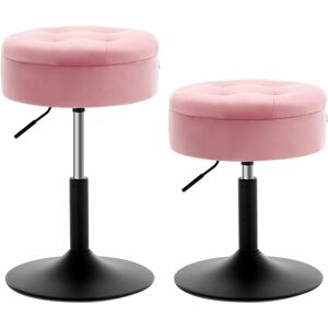 Lot de 2 Tabourets Bar Bas en Velours + Métal. Réglable en Hauteur. Tabouret Coiffeuse. Tabouret Cuisine. Rose - Woltu - Publicité