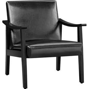 Yaheetech - Fauteuil de Salon Confortable Fauteuil Chaise Cadre en Bois d'hévéa pour Salon Chambre Salle de Séjour Bureau Intérieur 62 cm l × 70 cm l × 74 cm h Noir - Publicité