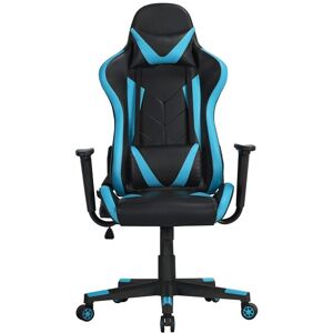 Yaheetech - Chaise de Gaming Ergonomique Fauteuil Gamer pour Bureau Dossier Inclinable 180 Degrée Réglable Rembourré Similicuir avec Soutien Lombaire et Appui-tête Noir/Bleu Néon - Publicité