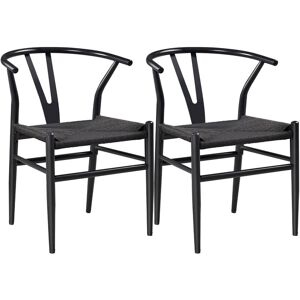 Yaheetech - Lot de 2 Chaises de Salle à Manger Vintage Chaises Tressées de Cuisine avec Coussin de Siège en Corde de Papier Chaise de Chambre Cadre - Publicité