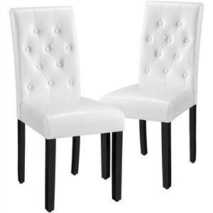 Lot de 2 chaises de Salle à Manger Chaise de Cuisine rembourrée avec Dossier Chaises de Style Moderne en Bois Massif Blanc - Yaheetech - Publicité