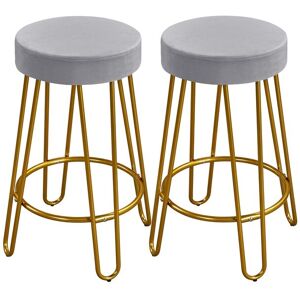 Yaheetech - Lot de 2 Tabourets à Bar Bistrot en Tissu Velours Chaise 67 cm de Haut avec Repose-Pieds rembourrés Pieds en métal capacité 136 kg Gris - Publicité