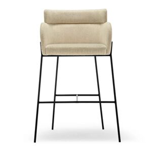 NV GALLERY Tabouret de bar BARON - Tabouret de bar, Beige sable & metal noir, H80 Beige