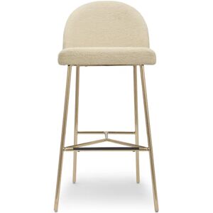 NV GALLERY Tabouret de bar BANE - Tabouret de bar, Blanc bouclette & metal dore, H78 Blanc / Dore