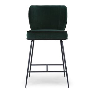 NV GALLERY Tabouret de bar WAYNE Tabouret de bar Velours vert cedre metal noir H65 Vert Noir