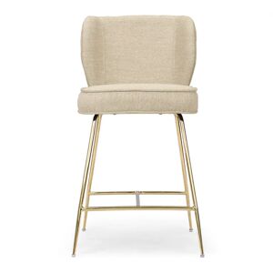 NV GALLERY Tabouret de bar WAYNE - Tabouret de bar, Beige sable & metal dore, H65 Beige / Dore