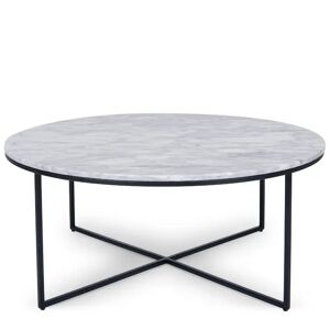 NV GALLERY Table basse en marbre GISELLE - Table basse, Marbre blanc carrera waterproof & metal noir, Ø80 Blanc / Noir