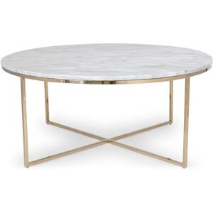 NV GALLERY Table basse en marbre GISELLE Table basse Marbre blanc carrera waterproof metal dore O80 Blanc Dore