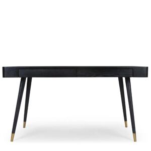 NV GALLERY Bureau VINYLE - Bureau, Bois de frene noir veine & metal dore, L140 Noir