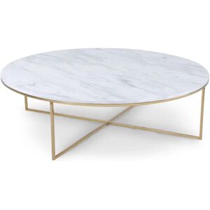 NV GALLERY Table basse GISELLE - Table basse, Effet marbre blanc & metal dore, Ø120 Blanc / Dore