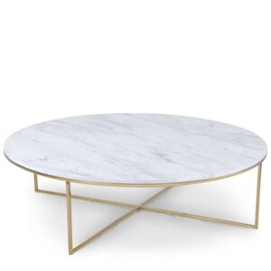 NV GALLERY Table basse GISELLE - Table basse, Effet marbre blanc & métal doré, Ø120 Blanc / Doré - Publicité