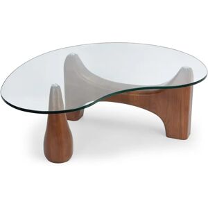 NV GALLERY Table basse ORWELL - Table basse, Verre trempe & bois de frene veine, L99 Marron