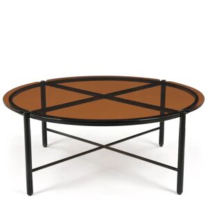 NV GALLERY Table basse VITTORIO - Table basse, Verre ambré fumé & métal noir, ∅90 Ambre / Noir