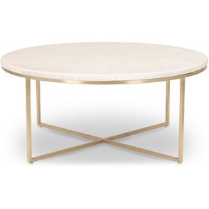 NV GALLERY Table basse GISELLE Table basse Marbre beige waterproof metal dore O80 Beige Dore