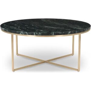 NV GALLERY Table basse GISELLE - Table basse, Marbre vert waterproof & metal dore, Ø80 vert / Dore