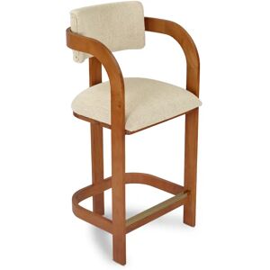 NV GALLERY Chaise OLIVIA - Tabouret de bar, Beige sable anti-tâches & bois marron, H77 Beige / Naturel