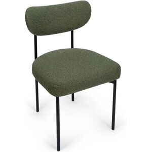 NV GALLERY Chaise JASPER - Chaise, Vert kaki bouclé & métal noir Vert / Noir