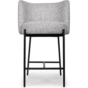 NV GALLERY Chaise de bar RAY Tabouret de bar Tweed gris metal noir H65 Gris Noir