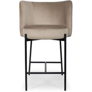 NV GALLERY Chaise de bar RAY - Tabouret de bar, Velours taupe & métal noir, H65 Taupe / Noir