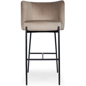 NV GALLERY Chaise de bar RAY - Tabouret de bar, Velours taupe & metal noir, H78 Taupe / Noir