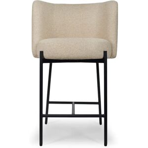 NV GALLERY Chaise de bar RAY Tabouret de bar Beige sesame metal noir H65 Beige Noir