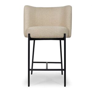 NV GALLERY Chaise de bar RAY - Tabouret de bar, Beige sésame & métal noir, H65 Beige / Noir