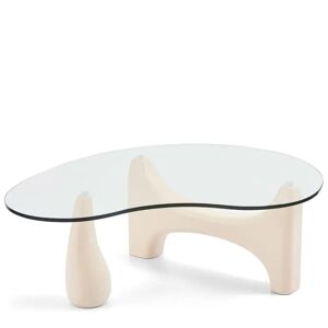 NV GALLERY Table basse ORWELL - Table basse, Verre trempé & bois beige mat, L99 Marron