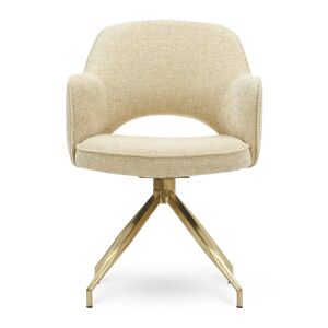NV GALLERY Chaise de bureau LUTHOR - Chaise de bureau rotative, Tweed sable & metal dore Beige / Dore