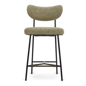 NV GALLERY Tabouret de bar JASPER - Tabouret de bar, Tweed taupe & metal noir, H65 Taupe / Noir