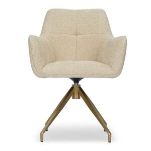 NV GALLERY Chaise de bureau rotative KINGSCROSS - Chaise de bureau rotative, Tweed sable & métal doré, 60x86 Sable / Doré