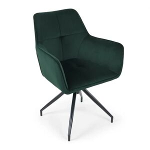 NV GALLERY Chaise de bureau KINGSCROSS - Chaise de bureau rotative, Velours vert cedre & metal noir, 60x86 Vert / Noir