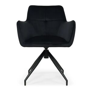 NV GALLERY Chaise de bureau KINGSCROSS - Chaise de bureau rotative, Velours nuit noire & metal noir, 60x86