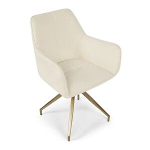 NV GALLERY Chaise de bureau KINGSCROSS - Chaise de bureau rotative, Blanc bouclette & métal doré, 60x86 Blanc / Doré