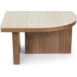 NV GALLERY Table basse HIGHLAND - Table basse, L65, Travertin waterproof & bois de frene teinte noyer