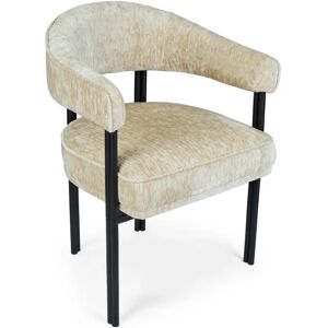 NV GALLERY Chaise IRIS - Chaise, Beige satiné & métal noir Beige