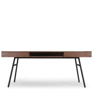 NV GALLERY Bureau SOLOMON Bureau Bois noyer metal noir L160 Marron Noir