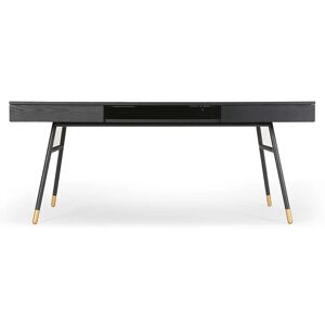 NV GALLERY Bureau SOLOMON Bureau Bois de frene metal noir dore L180 Noir Dore