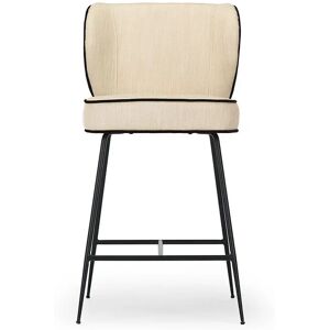 NV GALLERY Tabouret de Bar WAYNE Tabouret de bar Creme vanille metal noir H65 Creme Noir