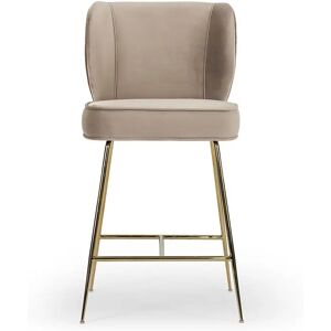 NV GALLERY Tabouret de Bar WAYNE Tabouret de bar Velours taupe metal dore H65 Taupe Laiton