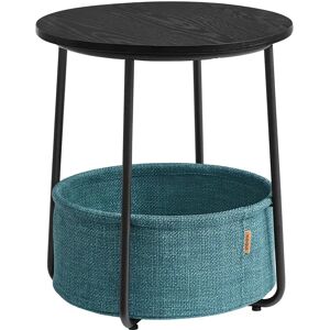 VASAGLE Petite table basse ronde avec rangement, Noir Boisé et Turquoise Foncé / sans prise électrique - Publicité