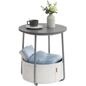 VASAGLE Petite table basse ronde avec rangement, Gris Ciment et Blanc Nuage / sans prise électrique - Publicité