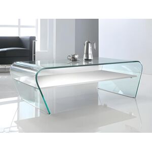 Vente-unique Table basse - Verre trempé - Tablette blanche laquée - KELLY