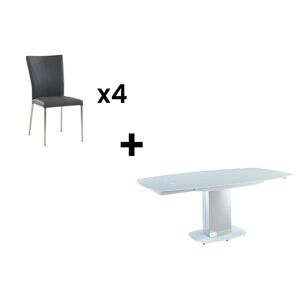 Vente unique Ensemble table 4 chaises TALICIA Blanc et anthracite
