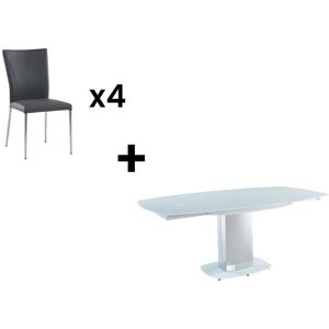 Vente-unique Ensemble table + 4 chaises TALICIA - Blanc et anthracite