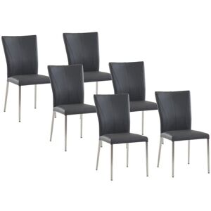 Vente unique Lot de 6 chaises TALICIA Simili acier brosse Anthracite