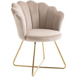 Vente-unique Chaise en velours et métal - Beige et doré - FIORI II