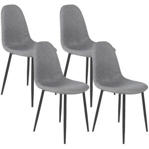 Vente-unique Lot de 4 chaises EFFIE - Tissu - Gris - Pieds métal noir