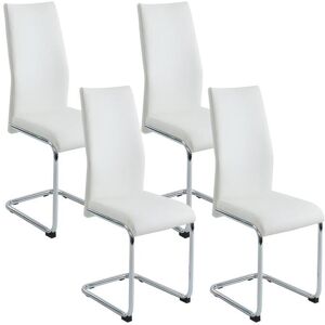 Vente-unique Lot de 4 chaises PAULINE - Simili - Blanc