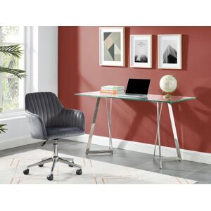 Vente unique Chaise de bureau Velours Gris Hauteur reglable ELEANA