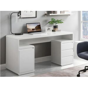 Vente unique Bureau avec rangements SERGUEI MDF laque blanc